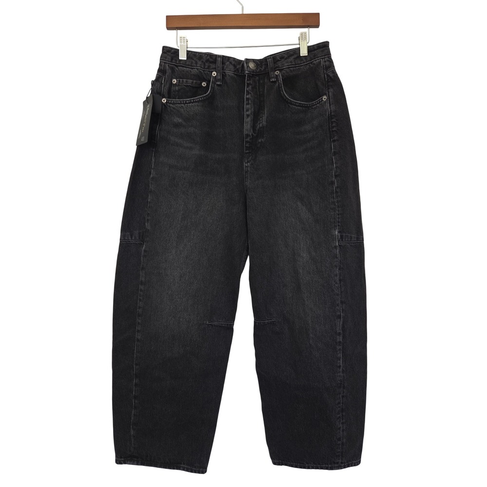 Rag & Bone The Charlie High-Rise Barrel Jeans Womens 29 Black Stone NWT $268
